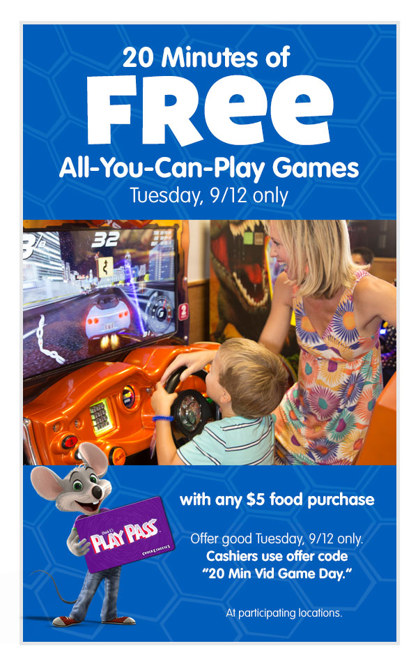 08-05-17-National-Video-Games-Day Chuck E. Cheese's Celebrates National Video Games Day With Free Games